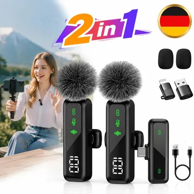 Immagine prodotto di Microfono lavalier wireless per iPhone/Android/PC con cancellazione del rumore