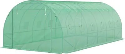 Obrázok produktu pre Skleník Fortuna Lai Polytunnel s plastovým krytom a oceľovým rámom, prístupný skleník s roletovými dverami, zelený