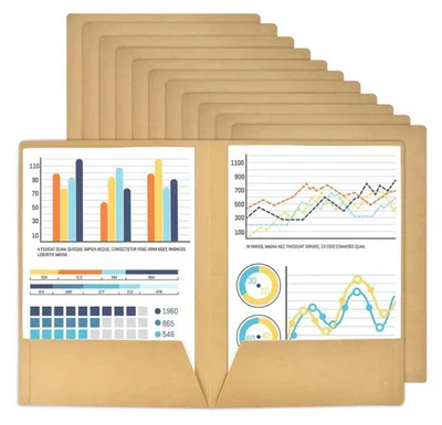 Productafbeelding van A4 documentmappen van karton met zak, 12 stuks, stevig kraftpapier