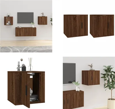 Produktbild von vidaXL TV Wandschränke 2 Stk. Braun Eichen Optik 40x34,5x40 cm - TV-Wandschrank - TV-Wandschränke - TV-Schrank - TV-Konsole