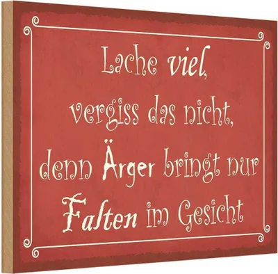 Produktbild von vianmo Holzschild 12x18 cm lache viel Ärger bringt Falten Dekoration