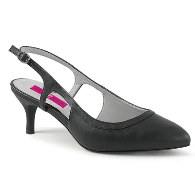 Obrázek produktu pro KITTEN-02 Pleaser Pink Label levné dámské lodičky s kotníkovým podpatkem černý kožený vzhled