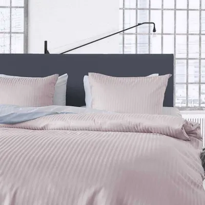 Immagine prodotto di HnL Biancheria da letto in raso a righe tinta unita blu 155x200 cm + 80x80 cm