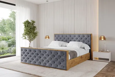 Produktbild von ALTDECOR Polsterbett mit Bettkasten - ENZO3-Z - 140x200 Dunkelgrau Casablanca- Bett mit Kopfteil und Fußteil, Boxbett ohne Matratze, Doppelbett mit Stauraum