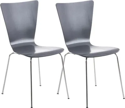 Immagine prodotto di set di 2 sedie per visitatori - Sedute ergonomiche impilabili - Seduta confortevole | Colore: grigio