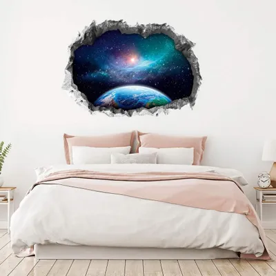 Produktbild von Galaxy 3D Wandtattoo 100x70 cm – selbstklebend – Weltraum Wanddeko