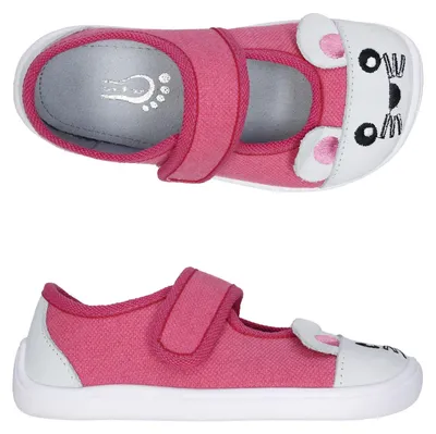 Produktbild von Hausschuhe Canvas 3F 3BE2/10 bar3foot super flexi rosa Maus Barfuß, Klettverschluss