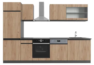 Image de Cuisine Vicco R-Line Chêne doré/anthracite 300cm J-Shape, PT Anthracite, Model 42946
