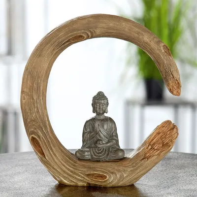 Zdjęcie produktu dla GILDE Figur, "Buddha", Buddhamotiv, Kunstharz, grau, naturfarben, , L. 6 cm, B. 20,5 cm, H. 22 cm 37386 /Abverkauf nur solange Vorrat reicht