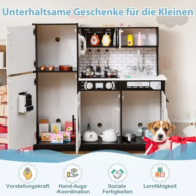 Produktbild von Spielküchenset für Kinder mit Backofen und Waschmaschine, Schwarz