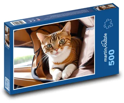 Produktbild von Puzzle 500 Getigerte Katze im Rucksack - martinpuzzle