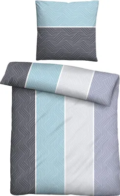 Produktbild von Traumhaft schlafen - Castell - Markenbettwäsche Mikrofaser Bettwäsche 0561125 LÄNGSBALKEN color: eisblau, size: 1x 135x200 cm + 1x 80x80 cm