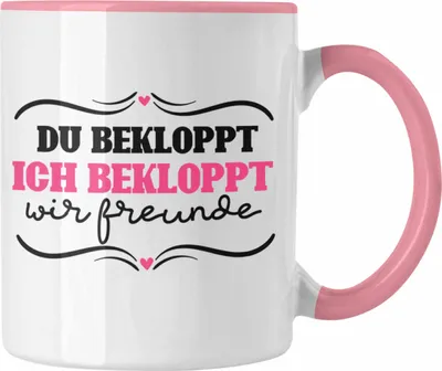 Produktbild von Trendation - Du Bekloppt Ich Bekloppt Wir Freunde Tasse Geschenk für Beste Freundin Geschenkidee Spruch Geburtstag (Rosa)