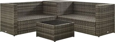Produktbild von vidaXL 4-tlg. Garten-Lounge-Set mit Kissen Poly Rattan Grau