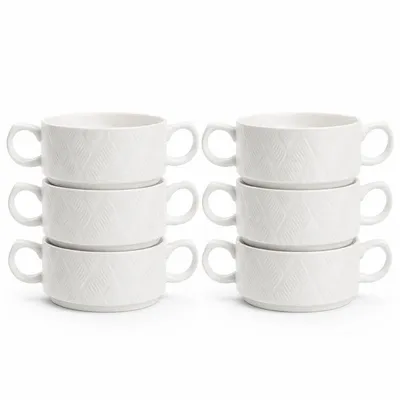 Zdjęcie produktu dla Ceramiczne miski do zupy, 6 sztuk, 300 ml, białe – idealne do zupy, kuchni i jadalni