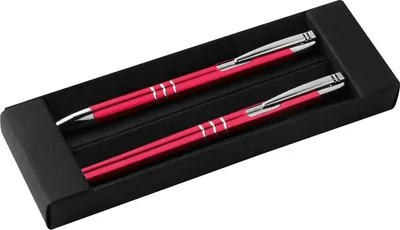 Produktbild von Metall Schreibset / Kugelschreiber + Rollerball / Farbe: rot