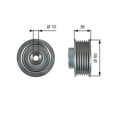 Produktbild von GATES T36753 Umlenkrolle Keilrippenriemen 60mm für SUZUKI Grand Vitara I SUV (FT, HT)