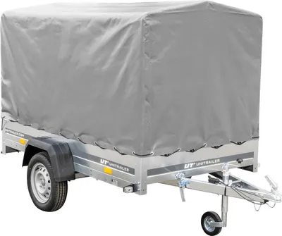 Obrázek produktu pro Přívěs pro osobní automobily na pružinách 230x125 UNITRAILER GARDEN 230/R KIPP s rámem H-1100 a šedou plachtou