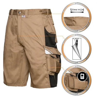 Produktbild von BESTWORK Shorts khaki/schwarz, Gr. 042 - PKA Klöcker
