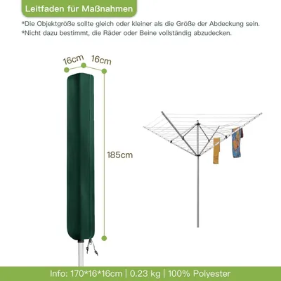 Produktbild von Wäschespinne Schutzhülle Wasserdicht UV-Beständig 420D Abdeckplane Grün 185x16x16cm
