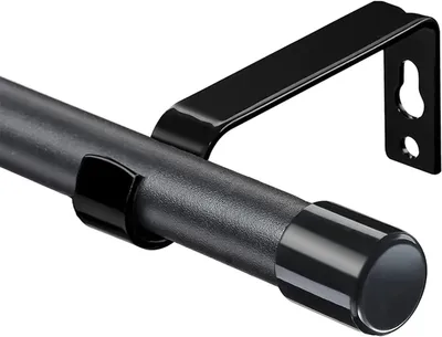 Obrázok produktu pre Nastaviteľná záclonová tyč, jednotlivá, oceľ, matný povrch, čierna, 76-198 cm