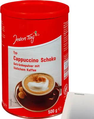 Produktbild von Jeden Tag Cappuccino Schoko (500g Dose) + usy Block
