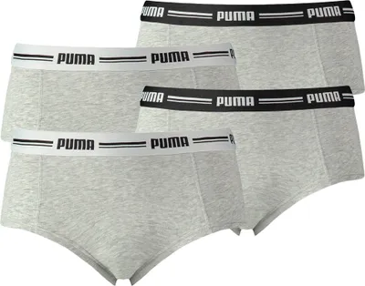 Produktbild von PUMA Damen Mini Shorts - Iconic, Soft Baumwolle Modal Stretch, 4er Pack Grau S