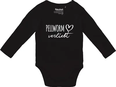 Produktbild von Huuraa Baby Body Pellworm verliebt 62 Black  Baumwolle Fairtrade Langarmbody Geschenkidee