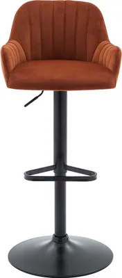 Produktbild von Barhocker - Samt & schwarzes Metall - Höhenverstellbar - Terracotta - ELEANA