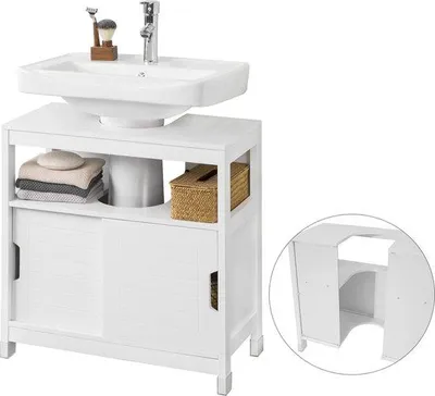 Image de Armoire de salle de bain en MDF blanc 60 x 61 x 30 cm