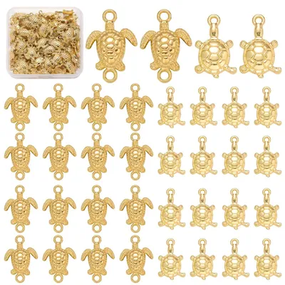 Immagine prodotto di Omgoods - 50 ciondoli a forma di tartaruga dorati per la creazione di gioielli