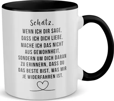 Produktbild von 22Feels Schatz Jahrestag Geschenk Frauen Männer Hochzeitstag Ehefrau Tasse Ehemann Freund Freundin Valentinstag Geburtstag Weihnachten Kaffeetasse Liebe Paar Beziehung Haferl Jubiläum (Weiss-Schwarz)