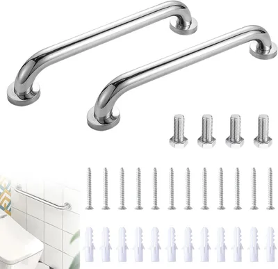 Image de Poignées en acier inoxydable, 30 cm, antidérapantes, lot de 2, pour douche et salle de bain