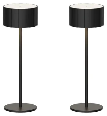 Image de Luxus Europe - Lampe de table Tinos - Lot de 2 - Noir - Lampe de table sans fil pour intérieur et extérieur – Rechargeable