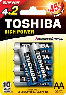 Produktbild von Toshiba Alkalibatterie AA große Zellen (R6) 6 Stk.