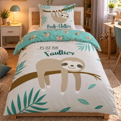 Immagine prodotto di Set di lenzuola per divano letto, dimensioni 135x200 cm e 80x80 cm, con design reversibile, composto da 2 pezzi e con scritta "Profi-Chiller"