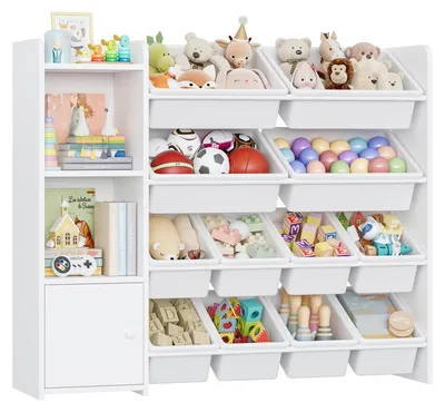 Produktbild von Spielzeugaufbewahrungseinheit, kinderfreundliches Design, abnehmbare Aufbewahrungsboxen, Weiß
