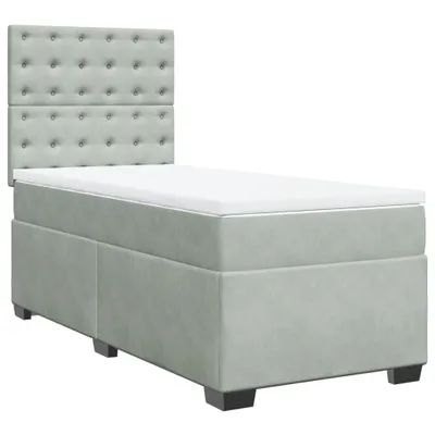 Produktbild von vidaXL Boxspringbett mit Matratze Hellgrau 90x190 cm Samt