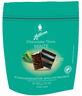 Produktbild von Halloren Chocolate Thins Minze 150g