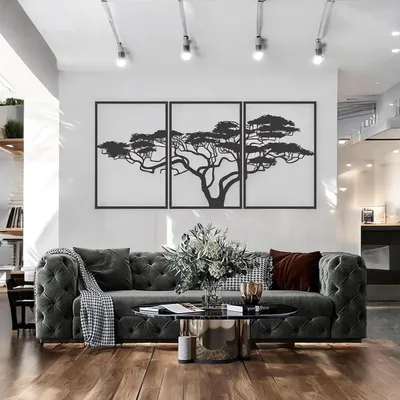 Productafbeelding van Levensboom Wanddecoratie - Zwart Metaal - Moderne 3D Wandkunst voor Thuis en Kantoor