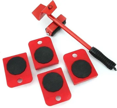 Zdjęcie produktu dla Ergonomiczne narzędzie do przenoszenia mebli z grubymi kółkami - Łatwe przenoszenie małych mebli - Narzędzie do przenoszenia z ergonomicznie zaprojektowanym uchwytem.