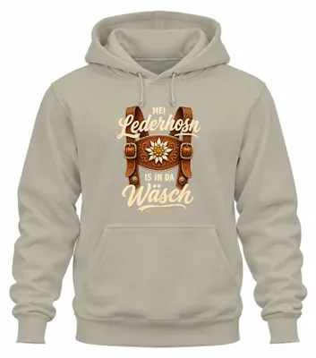 Productafbeelding van Mei Lederhosn: Traditioneel shirt met lederhosen-motief, hoodie, capuchontrui, natuur, maat XL