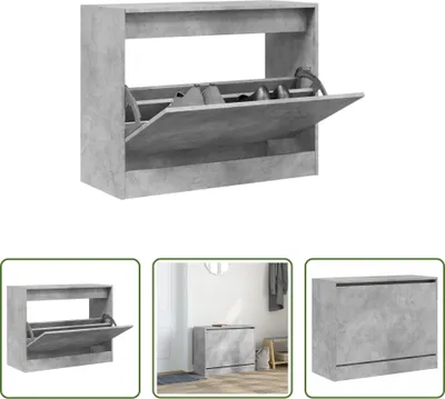 Obrázek produktu pro The Living Store Botník betonový šedý 80x34x63 cm materiál na bázi dřeva