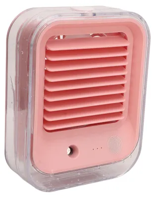 Produktbild von Tischventilator, rosa, geräuscharm, wiederaufladbar, Mini-Wassersprühventilator mit LED-Beleuchtung