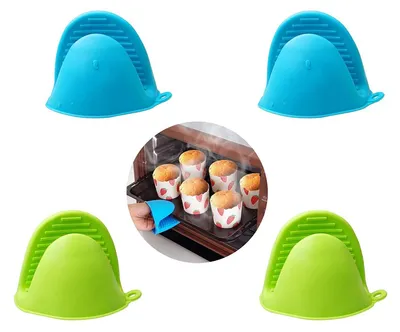 Produktbild von 2 Paar Mikrowelle hitzebeständig Handschuhe,Silikon Mini Ofen Handschuhe,Silikon Rutschfeste Topflappen Hitzebeständige Schüssel Halter Handschuhe, Hochleistungs Küchenhandschuhe zum Backen,Grillen