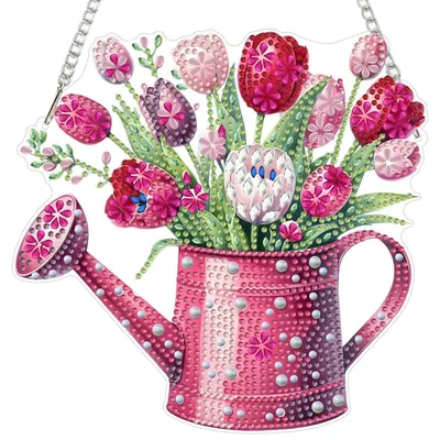 Produktbild von Diamond Painting Anhänger Tulpe für Erwachsene, Fensterbild Bastelset Hängend Ornament