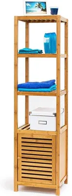 Immagine prodotto di Mobile da bagno in bambù con 5 scomparti, alto, materiale naturale