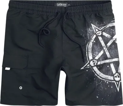 Produktbild von Gothicana by EMP Herren schwarze Badeshorts mit Pentagramm-Print M