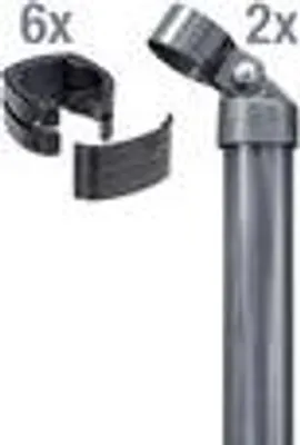 Close-up of fence mounting hardware with quantity indicators.