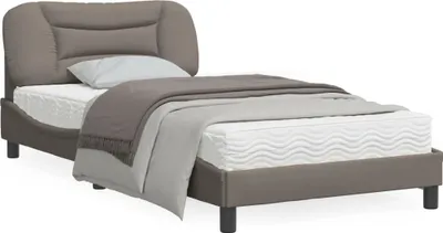 Produktbild von Design Bettgestell mit Kopfteil Taupe 100x200 cm Stoff, Klassische Betten 2024 Neu